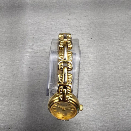 Bulova Watch Women 17mm Champagne Dial Gold Tone Oval 97T09 New Battery4