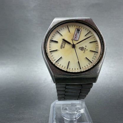 Seiko Type II Watch Men 36mm White Dial Steel READ!!! Daydate 7546-810A New Batt5