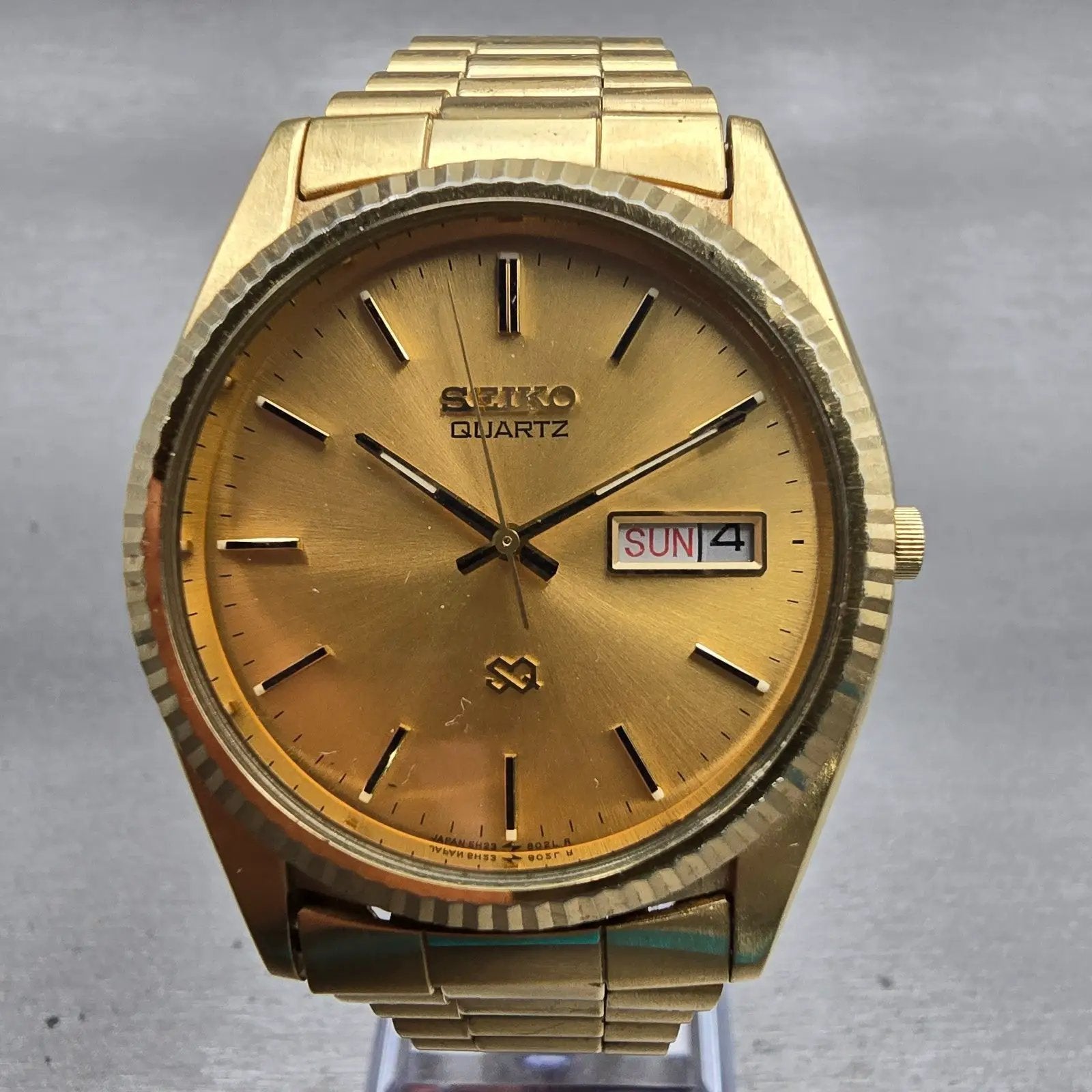 Seiko President Watch Men 36mm Gold Dial Gold Tone Daydate 5H23-8020 New Battery2