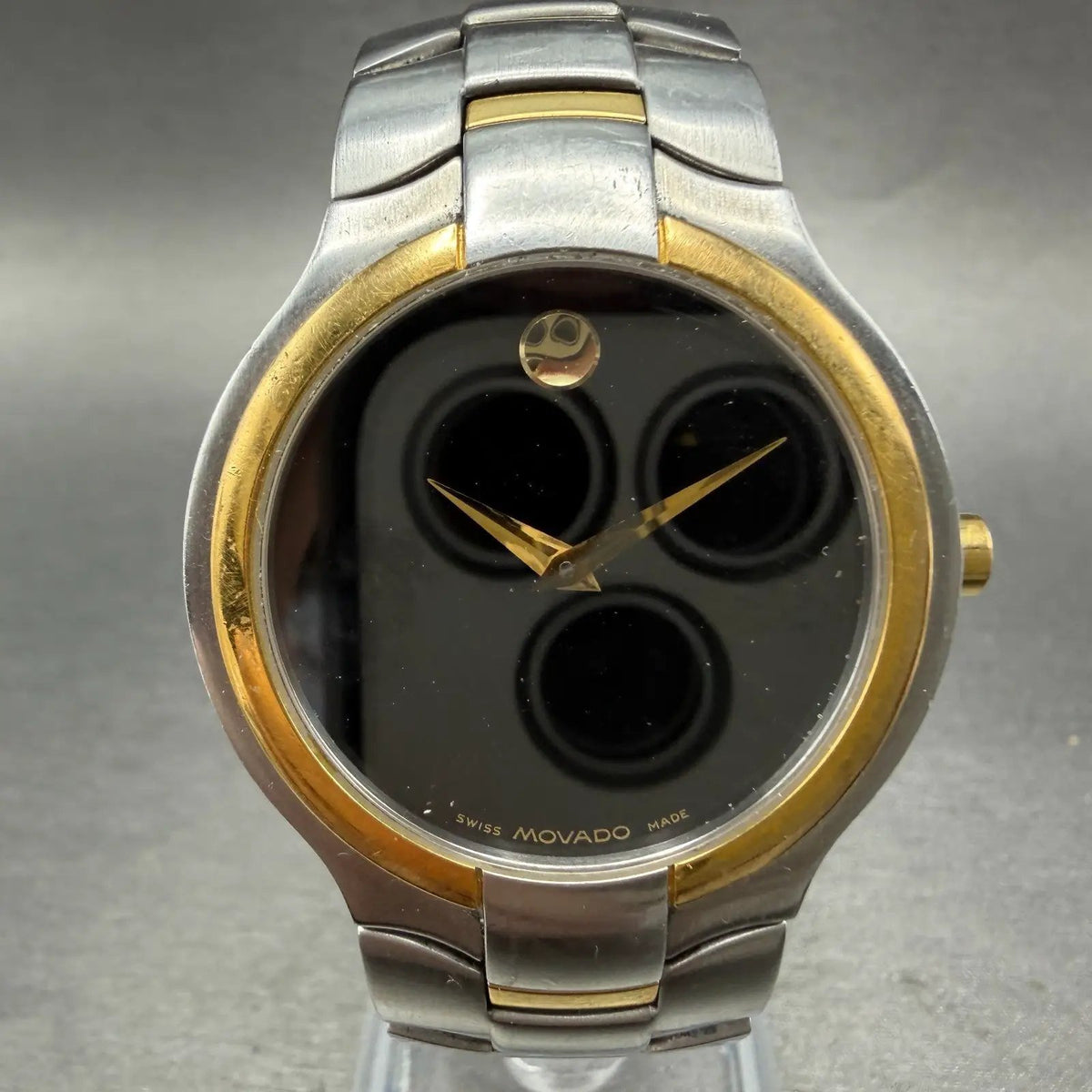 Movado Portico watch Men 34mm Black Dial Two Tone Round 81 G1 1894 PARTS0