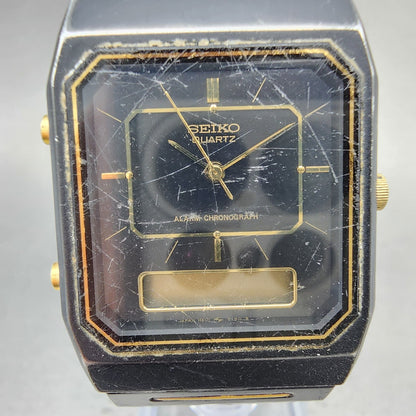 Seiko Analog Digital Watch Men 29mm Black Dial Black Tone H6015179 PARTS2
