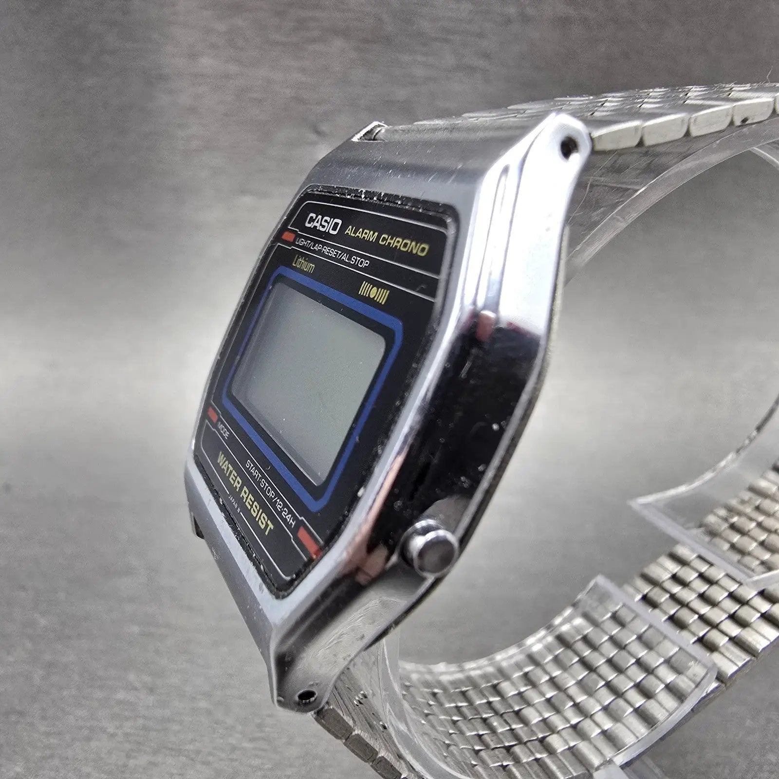 Casio A161 Watch Men 33mm Silver Tone Digital Alarm Chronograph PARTS3