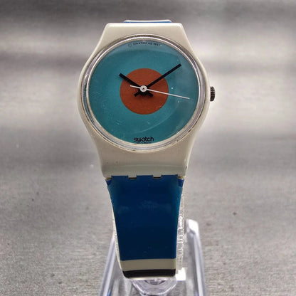 Swatch NAB LIGHT Watch Women Blue Dial White Case Round LW118 New Battery VTG5