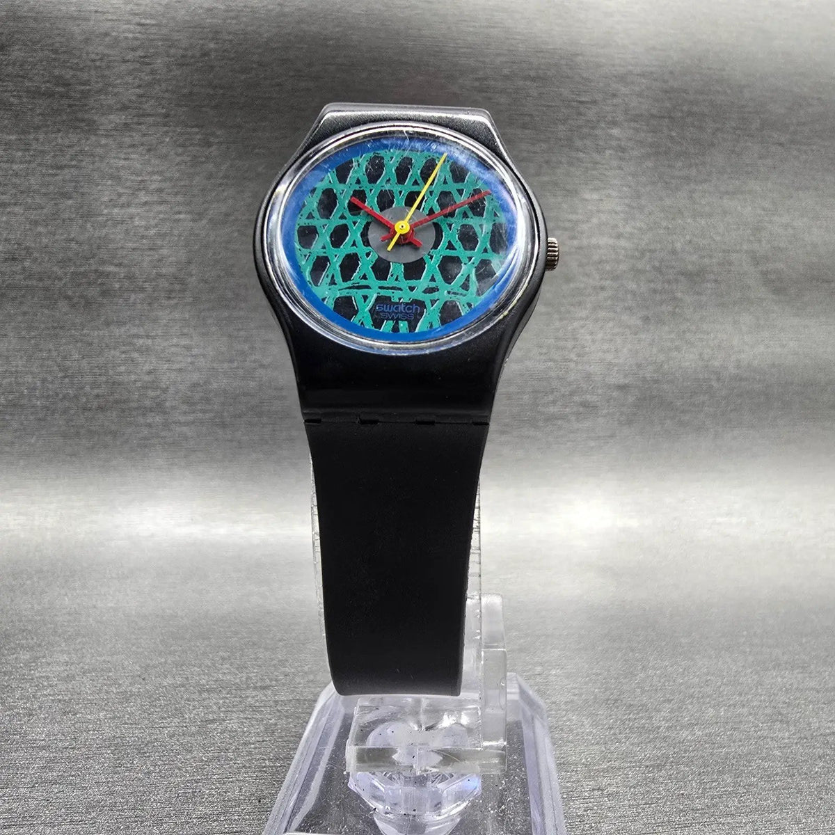 Swatch Chelsea Watch Women 25mm Green Dial Black Case Round LB112 New Battery5