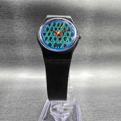 Swatch Chelsea Watch Women 25mm Green Dial Black Case Round LB112 New Battery5