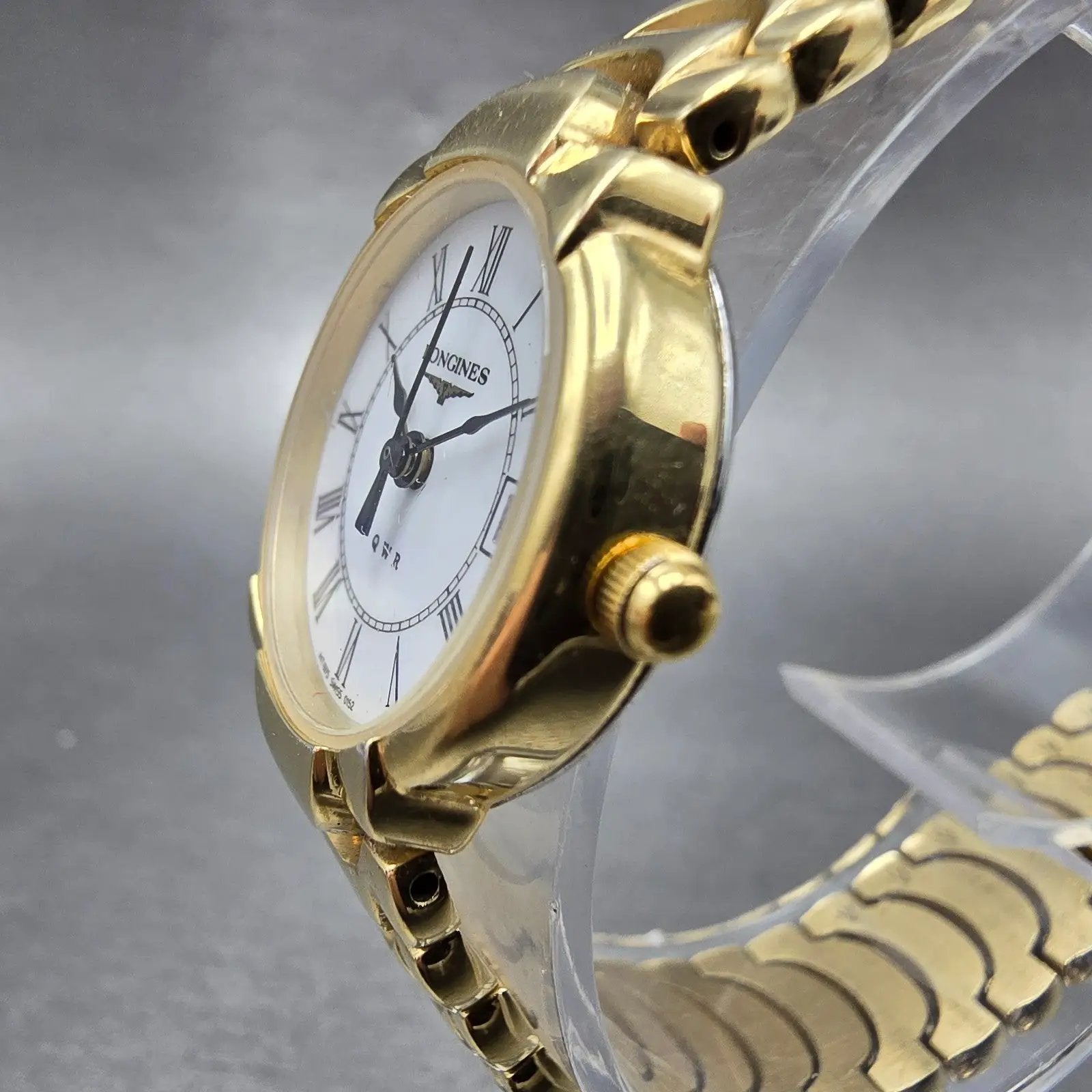 Longines QWR Watch Women 22mm White Dial Gold Tone Date Round New Battery3