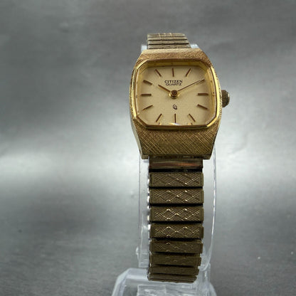 Citizen CQ Watch Women 18mm Champagne Dial Gold Tone Rectangle New Battery5