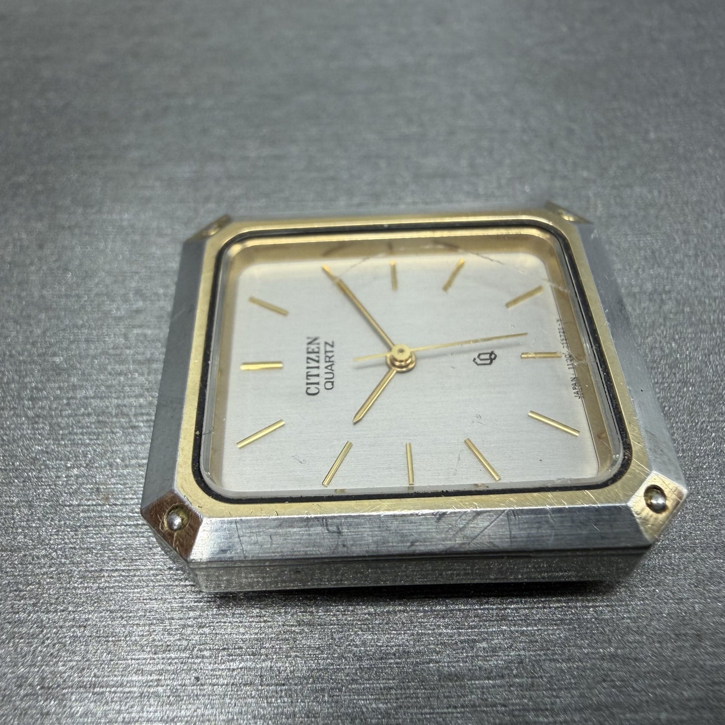 Citizen CQ Tank Watch Men 26mm Silver Dial Two Tone Rectangle 1100-108388 PARTS4