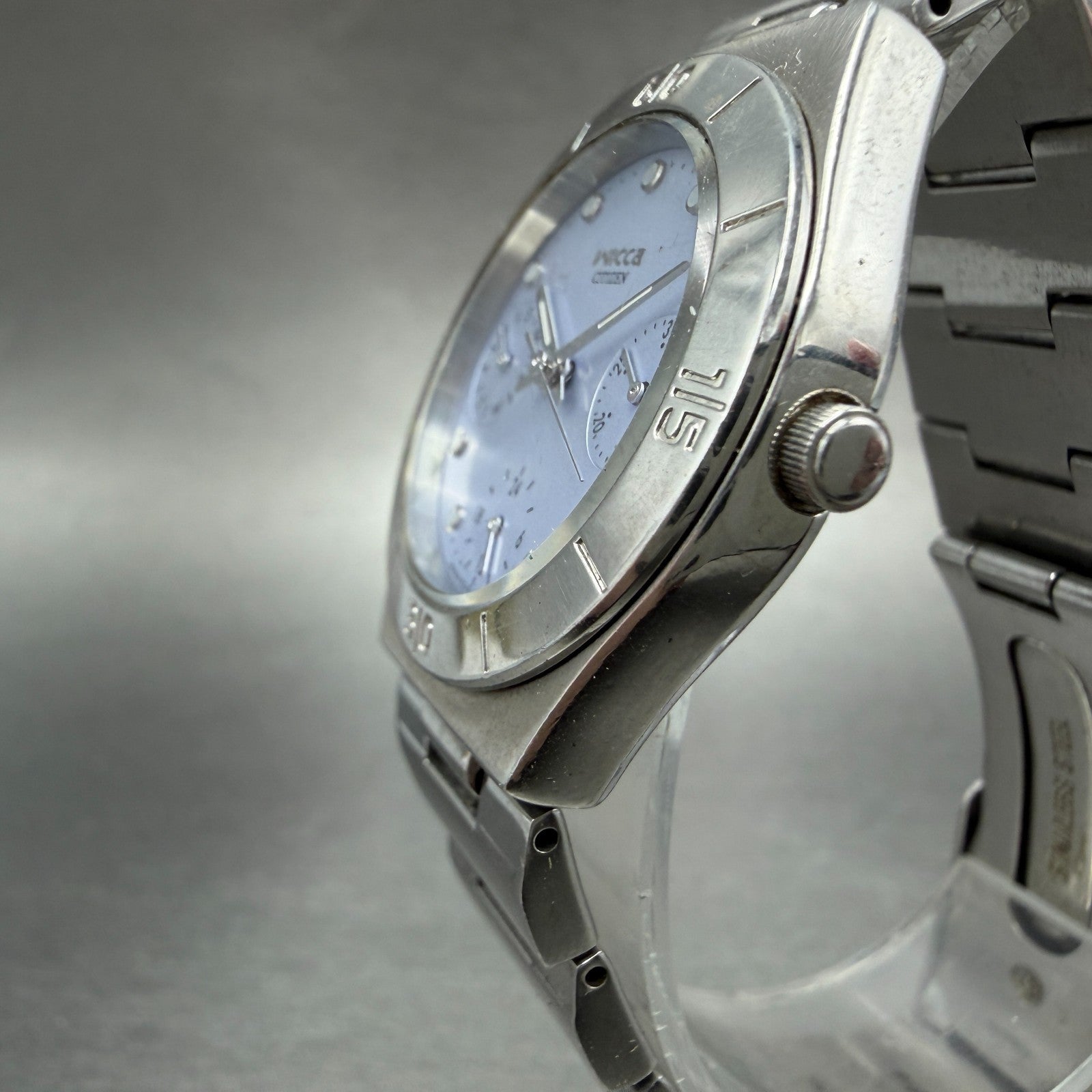 Citizen Wicca Watch Women 31mm Blue Dial Silver Tone Daydate Round New Battery2