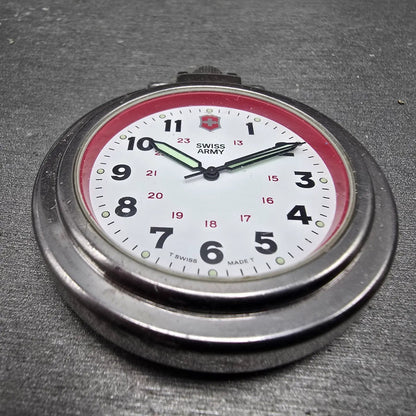 Victorinox Swiss Army Pocket Watch Men 48mm White Dial Silver Tone Round PARTS3
