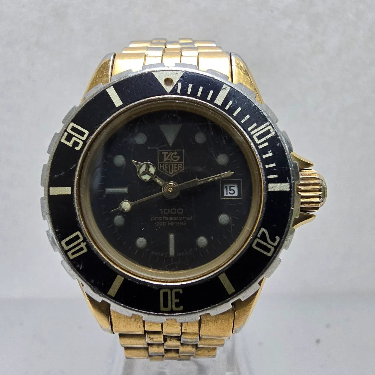 Tag Heuer Professional 1000 Dive Watch Women 28mm Black Dial Gold Date New Batt1