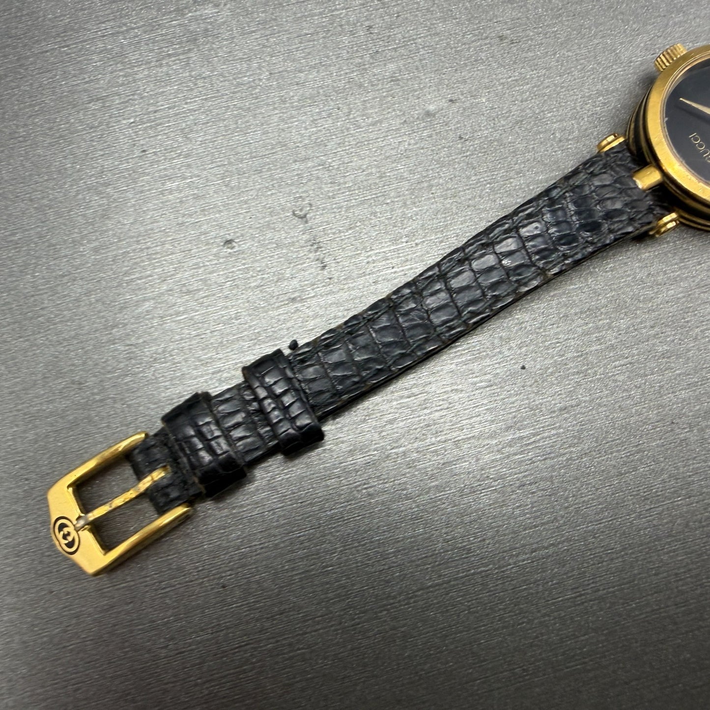 Gucci 2000L Watch Women 22mm Black Dial Gold Plated Round New Battery VTG READ!!6