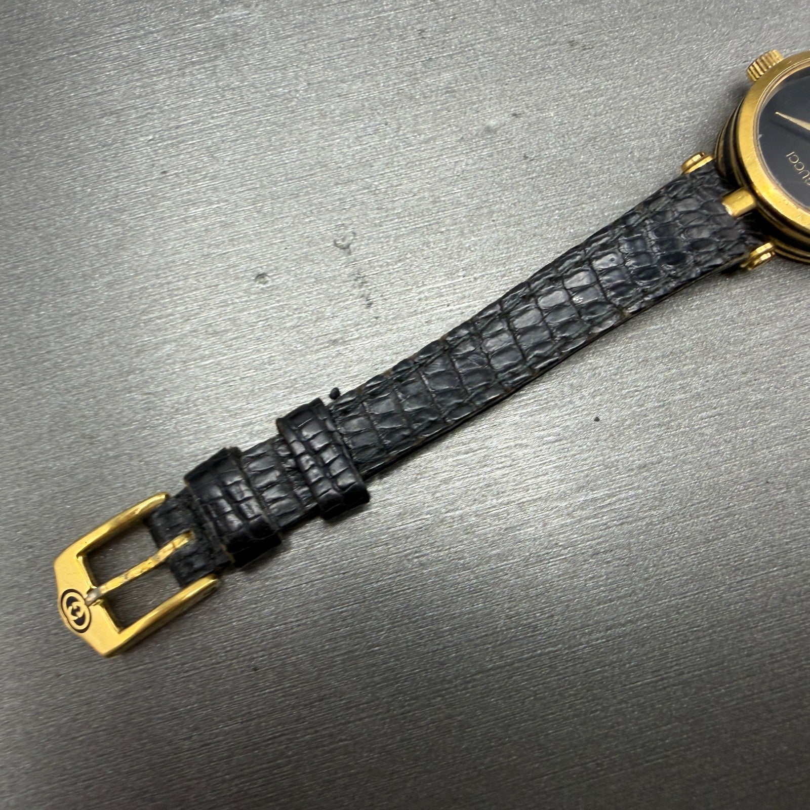 Gucci 2000L Watch Women 22mm Black Dial Gold Plated Round New Battery VTG READ!!6