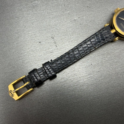 Gucci 2000L Watch Women 22mm Black Dial Gold Plated Round New Battery VTG READ!!6