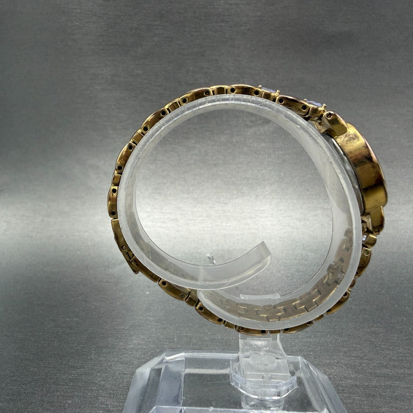 Jules Jurgenson Watch Women 17mm Champagne Dial Gold Oval Blue Gems New Battery8