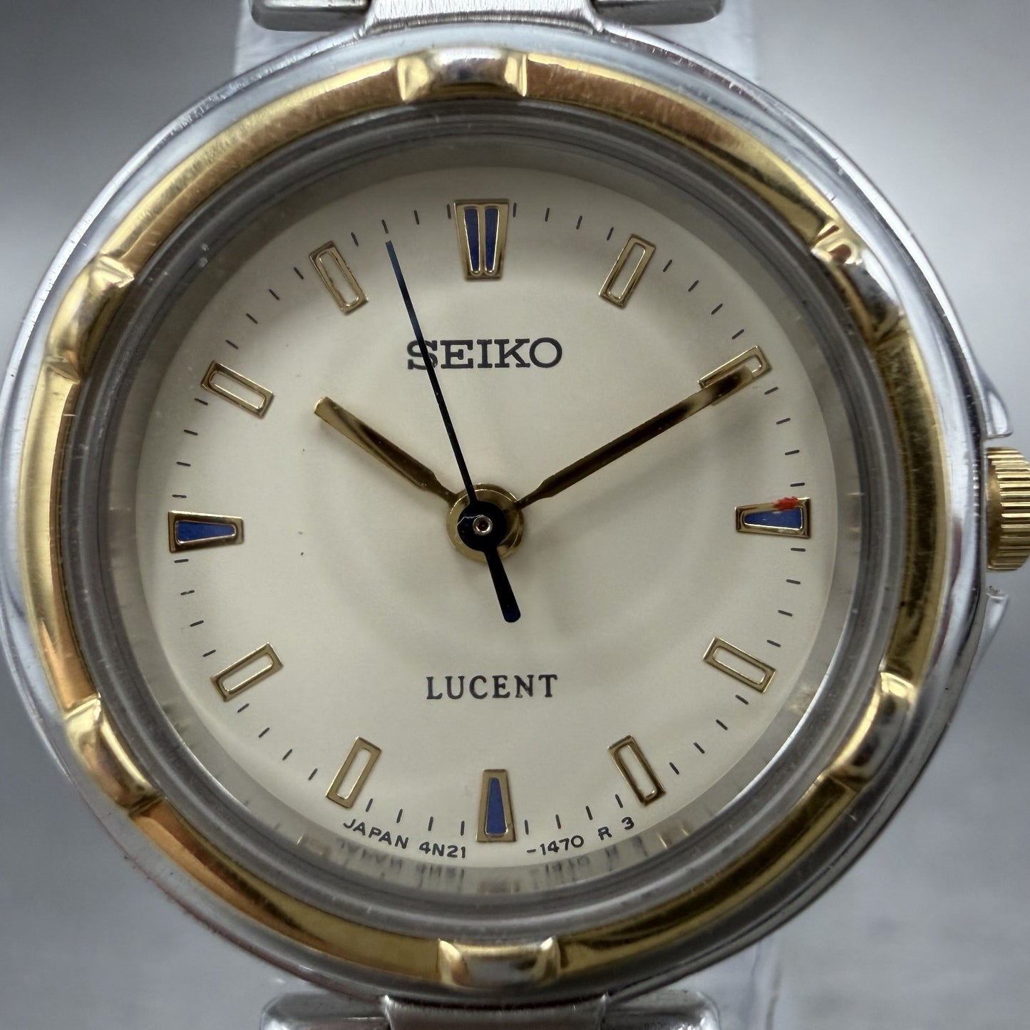 Seiko Lucent Watch Women 23mm Cream Dial Two Tone Round 4N21-0760 New Battery1