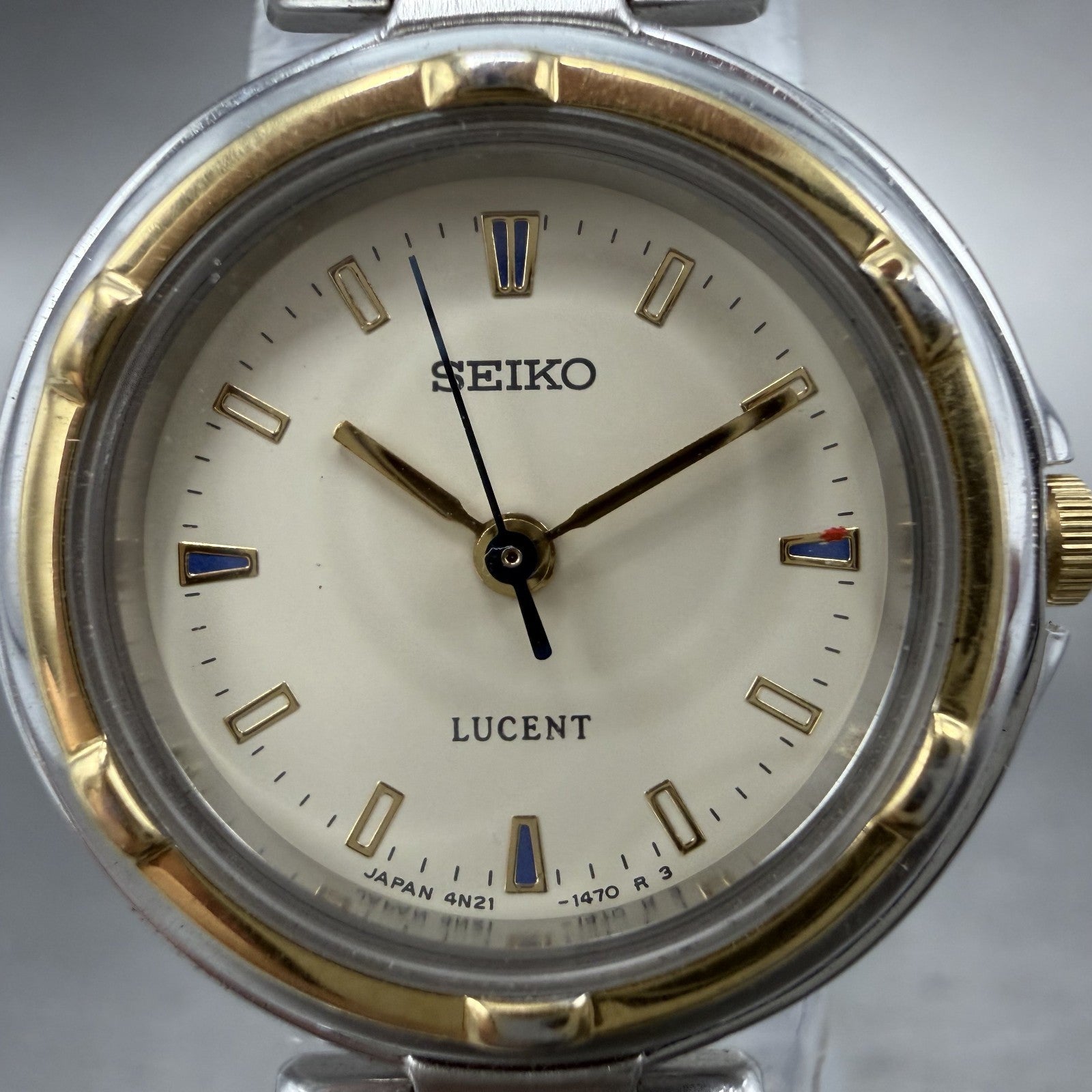 Seiko Lucent Watch Women 23mm Cream Dial Two Tone Round 4N21-0760 New Battery1