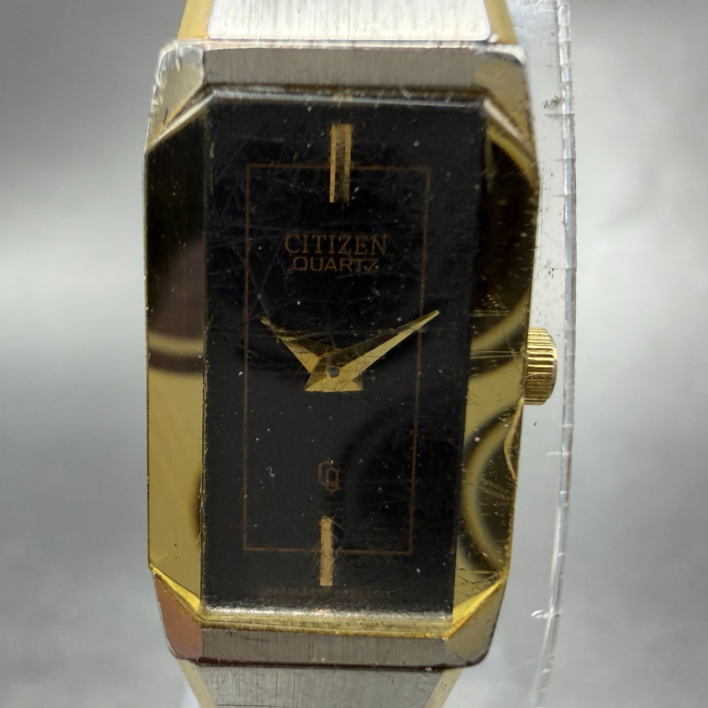 Citizen CQ Tank Watch Women 13mm Black Dial Two Tone 5421-F42228 New Battery1