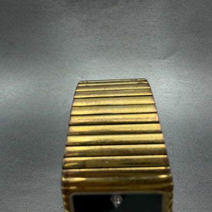 Longines Tank Watch Men 24mm Black Dial Gold Tone Rectangle New battery VTG4