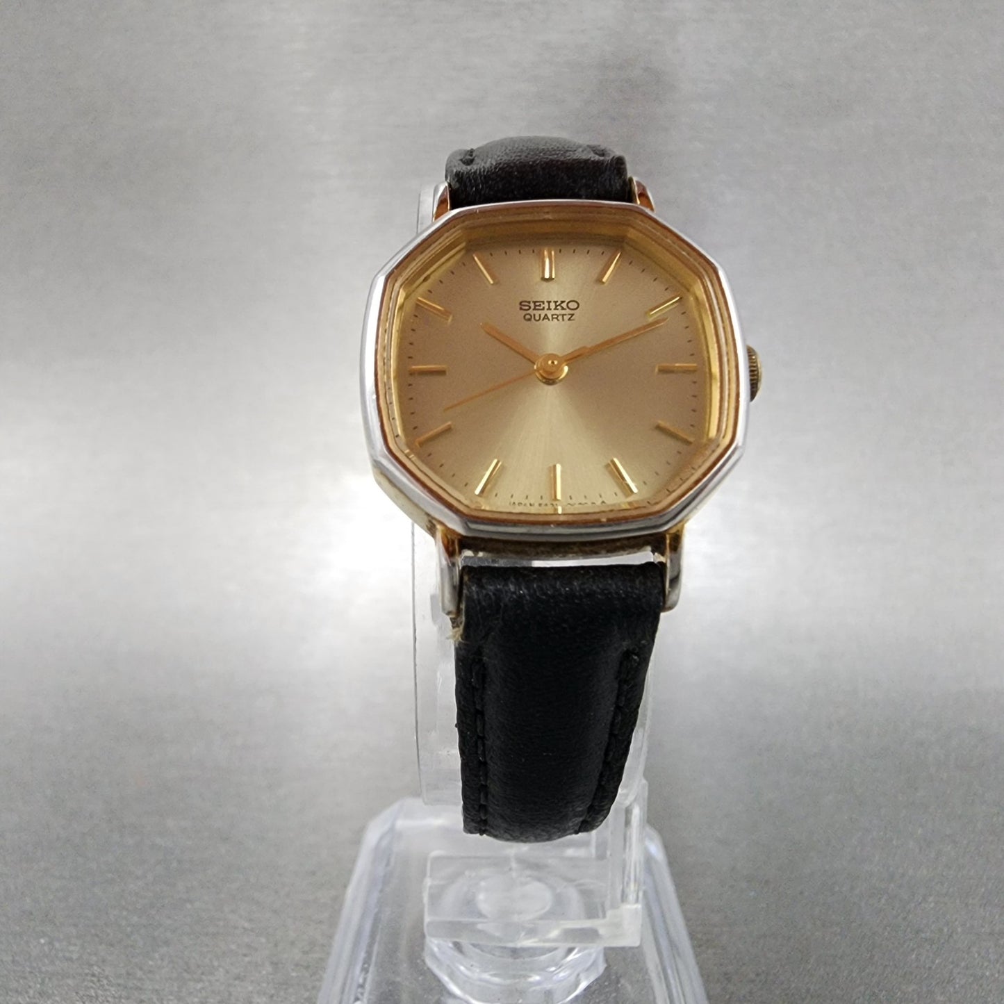 Seiko Watch Women 22mm Champagne Dial Gold Tone Octagon 54215190 New Battery5