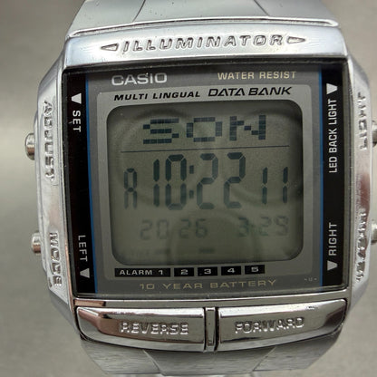 Casio Illuminator DB-360 Watch Men 36mm Digital Silver Tone Alarm Chrono NewBatt1