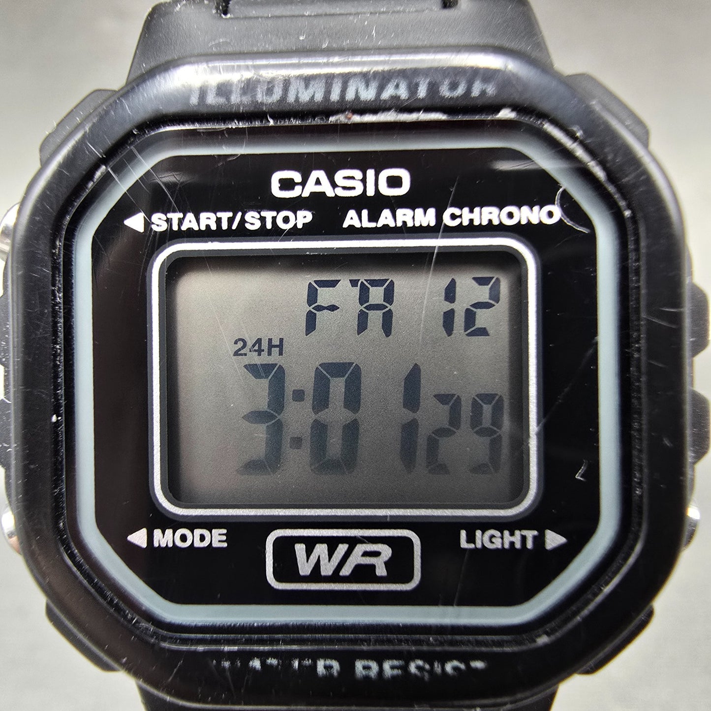 Casio LA-20WH Illuminator Watch Women 30mm Black Alarm Chronograph New Battery1
