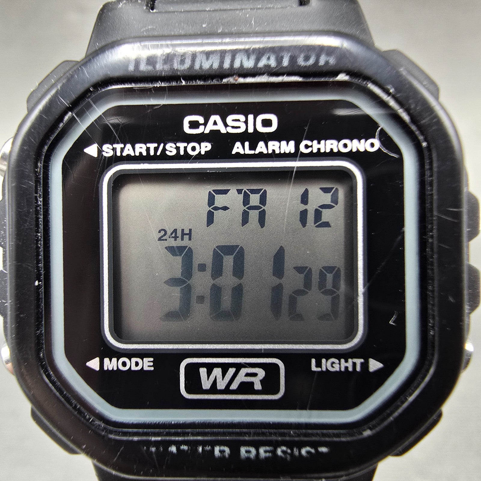 Casio LA-20WH Illuminator Watch Women 30mm Black Alarm Chronograph New Battery1