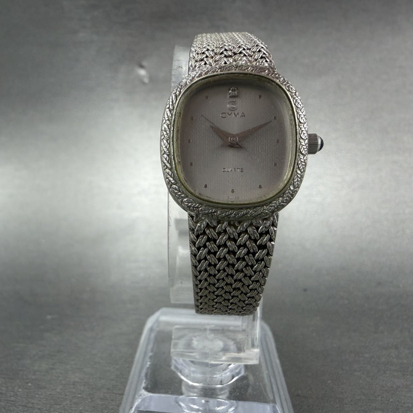 Cyma Watch Women 21mm Silver Dial Silver Tone Rectangle Mesh 706 New Battery5