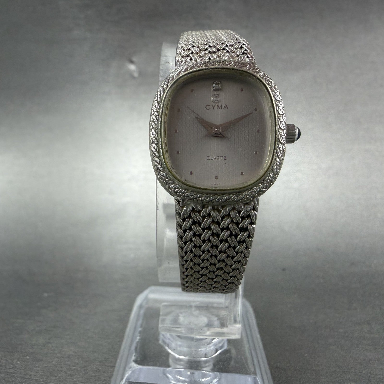Cyma Watch Women 21mm Silver Dial Silver Tone Rectangle Mesh 706 New Battery5