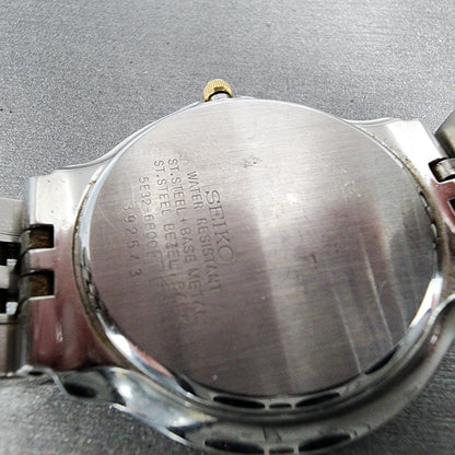 Seiko Dolce Watch Men 35mm  White Dial Two Tone Round Date 5e32-6b00 New Battery
