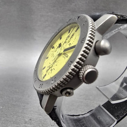 Boccia Titanium Chronograph Watch Men 37mm Yellow Dial Titanium Date READ NewBat2