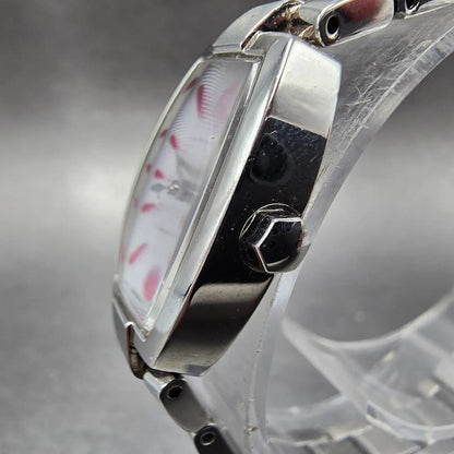 Seiko Solar Tank Watch Women 18mm White Dial Silver Rectangle Lukia Runs V1113