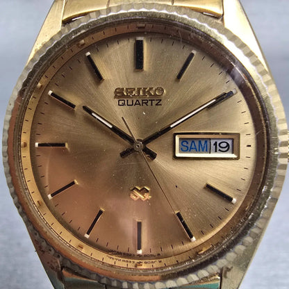 Seiko President Watch Men 35mm Gold Dial Gold Tone Daydate 6923-8080 New Battery1