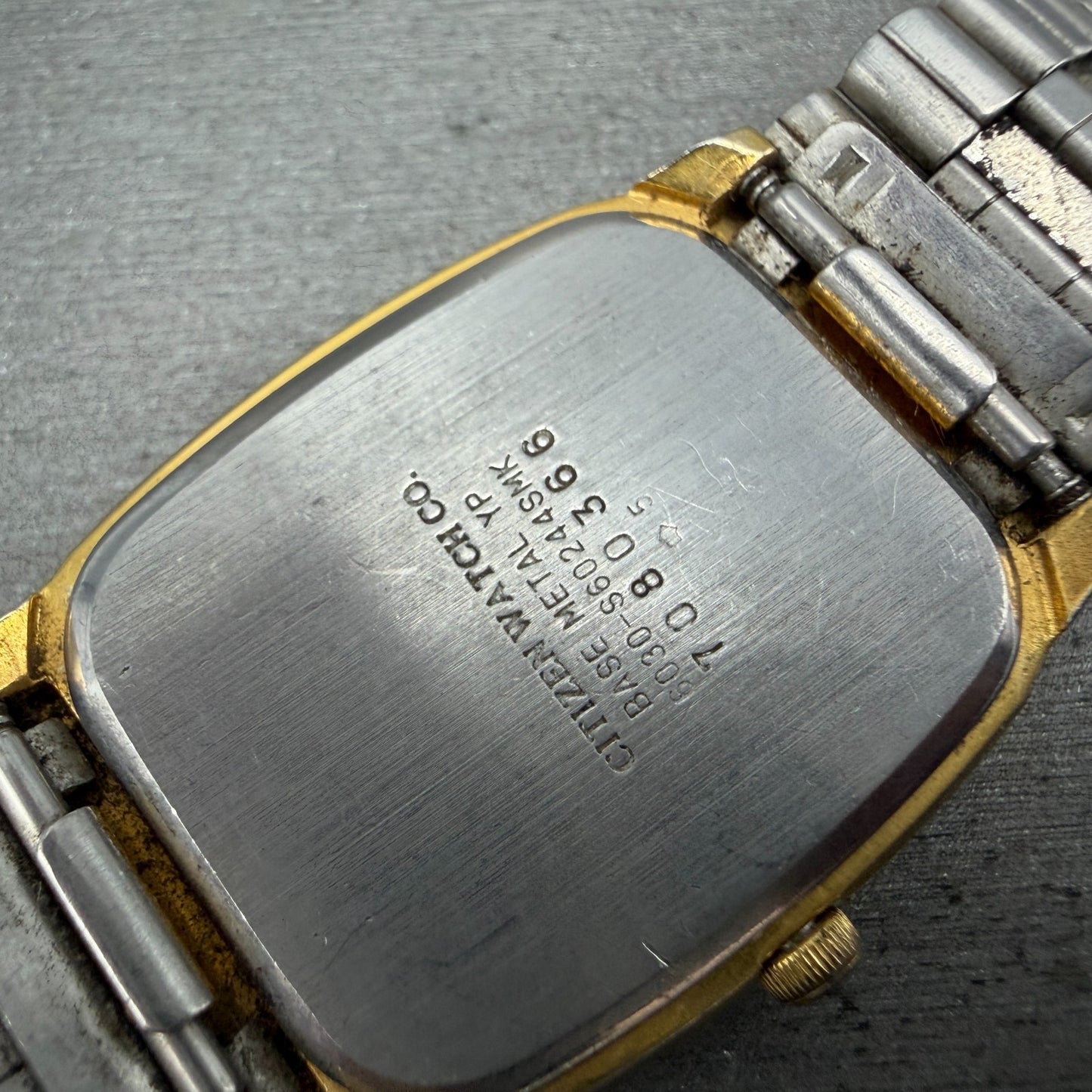 Citizen CQ Tank Watch Men 26mm Black Dial Gold Tone Rectangle 6030-S60244 PARTS10