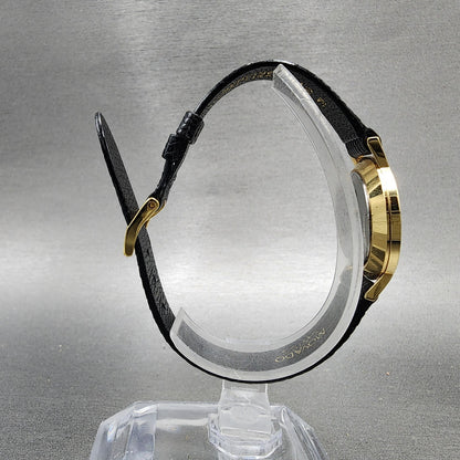 Movado Muesum Watch Women 25mm Black Dial Gold Tone Round 87 A1 832 New Batt BNG8