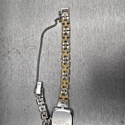 Seiko Watch Women 18mm Silver Dial Silver Tone Rectangle 1400-5190 New Battery12