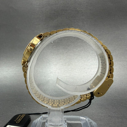 Seiko Watch Women 19mm Gold Dial Gold Tone Round V401-0099 NOS PARTS6