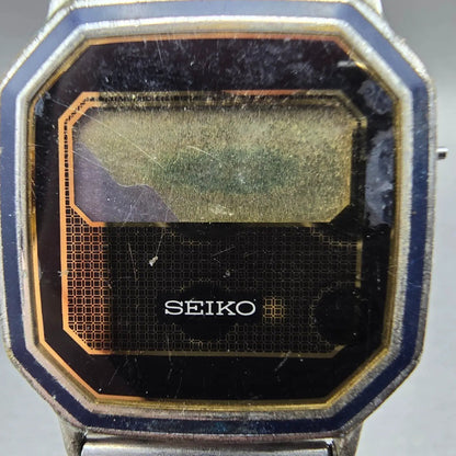 Seiko Watch Men 30mm Silver Digital F441-4010 Octagon PARTS Vintage2