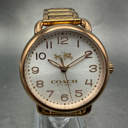 Coach Delancey Watch Women 36mm Silver Dial Rose Gold Round 14502497 New Battery0