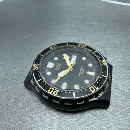 Casio Dive Watch Men 36mm Black Dial Black Tone Daydate Round MRW-81 PARTS4