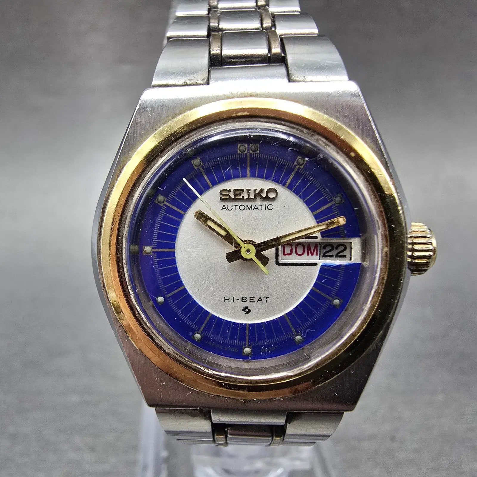 Seiko Automatic Watch Women 26mm Blue Dial TwoTone Daydate Round 2706-0199 PARTS0
