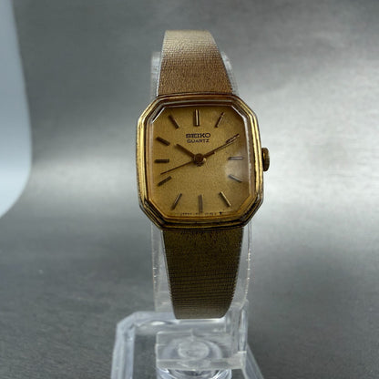 Seiko Watch Women 20mm Champagne Dial Gold Tone Octagon 1421-5619 New Battery5