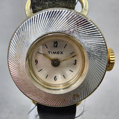 Timex Watch Women 21mm Silver Dial Gold Tone Interchangeable Bezel Runs VTG2