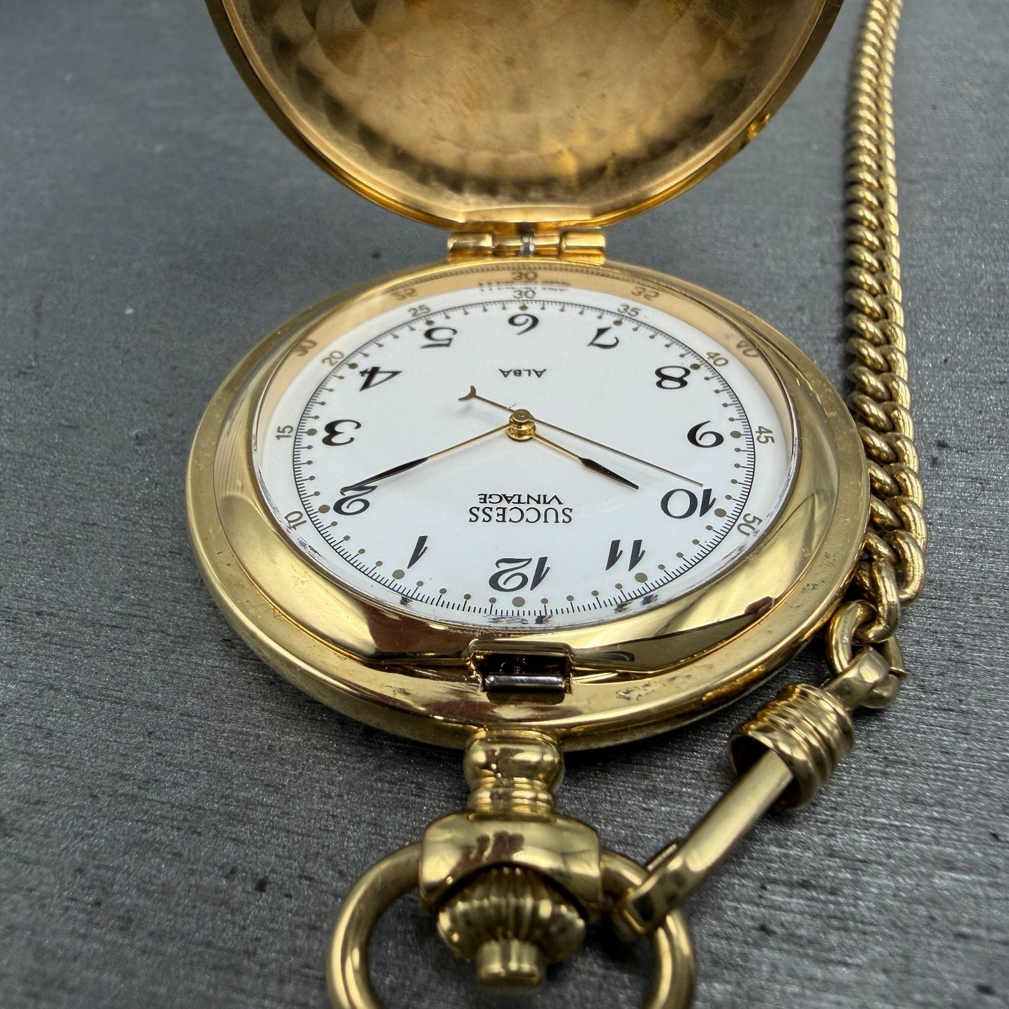 Seiko Alba Success Pocket Watch Men 42mm White Dial Gold Tone V701-0A10 New Batt3