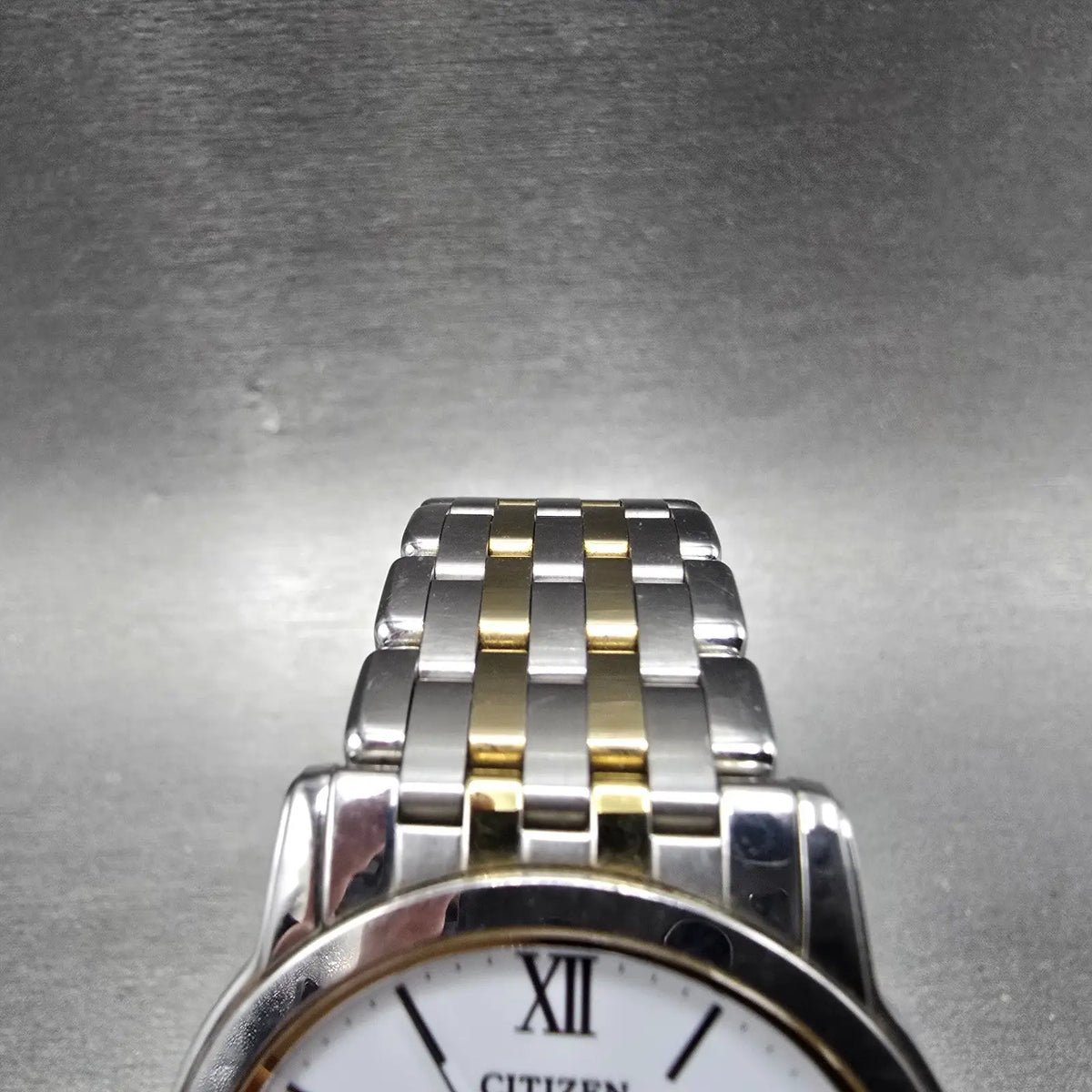 Citizen Eco-Drive Stiletto Watch Men 35mm White Dial Two Tone Round Runs JP234