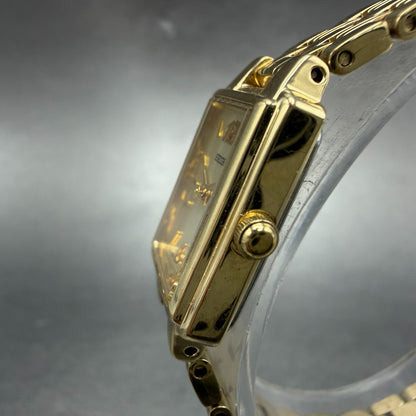 Seiko Tank Watch Women 16mm Champagne Dial Gold Tone 1N01-0FH0 New Battery NHJ2