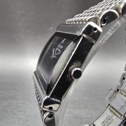 Citizen Eco-Drive Tank Watch Women 23mm Black Dial Silver B023-S015375 Works JP2
