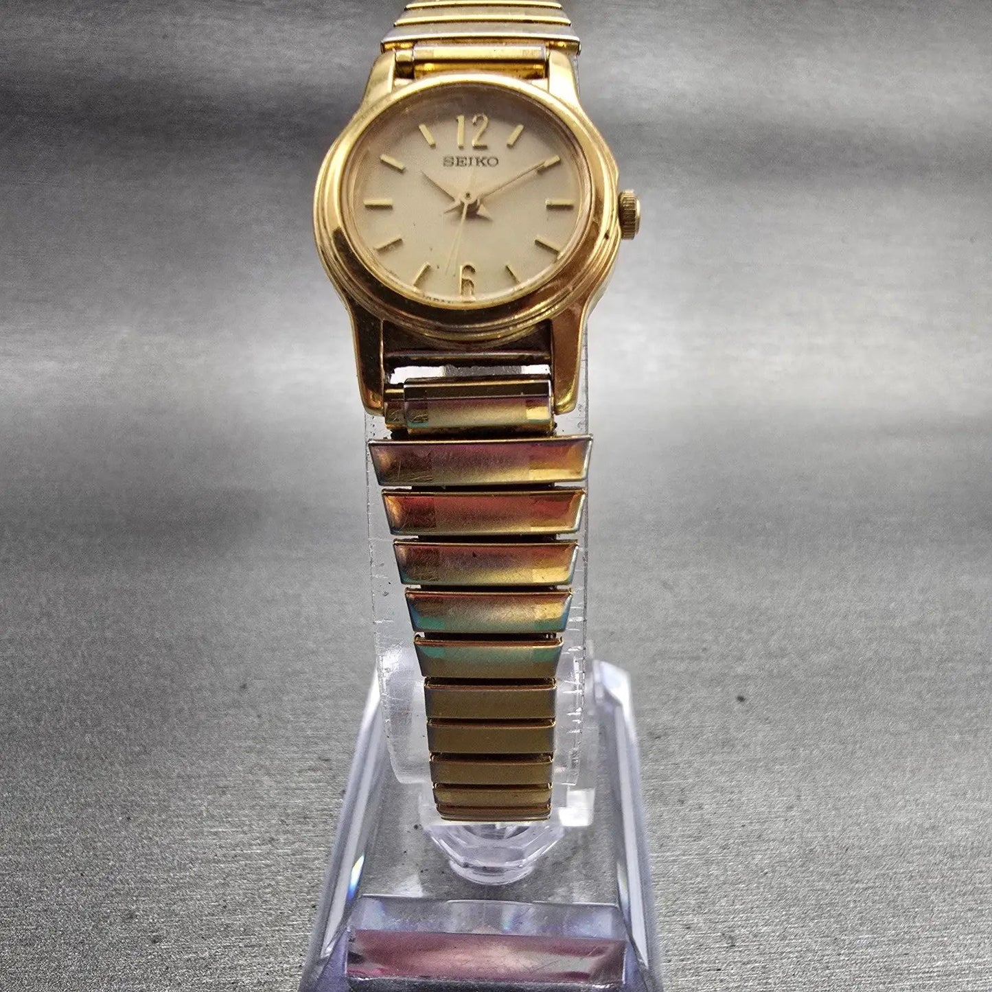 Seiko Watch Women 19mm Gold Dial Gold Tone Round 1N01-0GD0 New Battery Vintage5