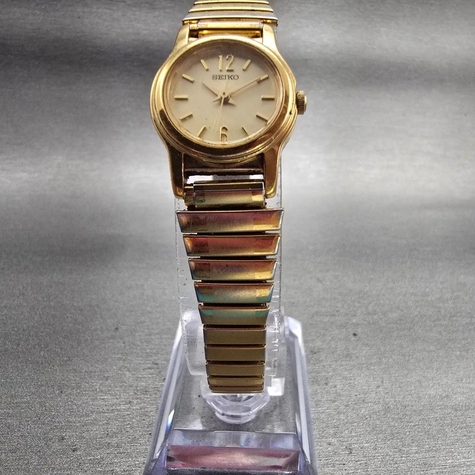 Seiko Watch Women 19mm Gold Dial Gold Tone Round 1N01-0GD0 New Battery Vintage5