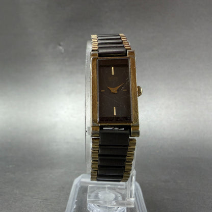 Seiko Tank Watch Women 13mm Black Dial Black & Gold Tone 1E20-551H New Battery5